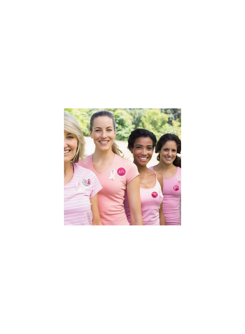 PRINTSHOP4ME Pink BreastCancer Awareness Button Badges - Pinback Buttons, Brooch Lapel Pins - Round Button Pins for Fundraising Events - Ideal for October BreastCancer Awareness Month  - Image 3