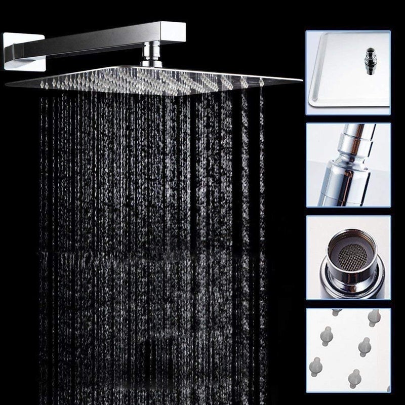 Ultra Slim Stainless Steel Wall Mounted Head Shower Chrome Finishing 4 6 8 8x8 inches  - Image 1