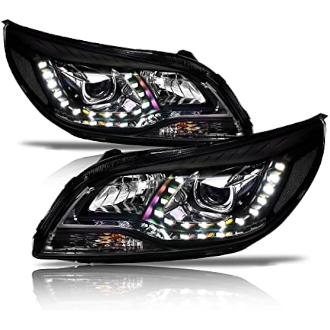 Alpha Owls 8711477 Projector Headlights With Drl White UShape Led Halo Light Bar  Black Fits 20132015 2016 Chevy Malibu - Image 1