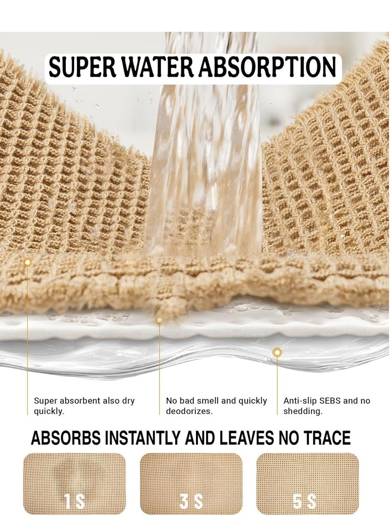 YelaJoy 2 Pack Waffle Bathroom Rugs, Boho Bath Rugs Non Slip Washable, Super Absorbent Bath Mats, Ultra Soft Rubber Backed Shower Mats for Bathroom Floor, Tub and Shower, Brown, 18x30 Inch - Image 5