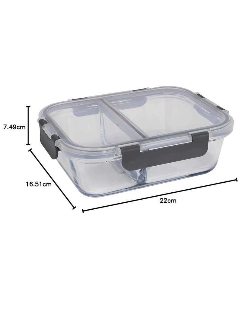 Raxoom Food Storage Container RF9215 950ml Transparent Glass Food Container Reusable, Airtight Storage Box with Snap Locking Lid - Image 2