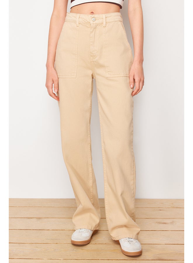 trendyol Camel High Waist 90's Wide Leg Jeans TWOAW22JE0595 - Image 5