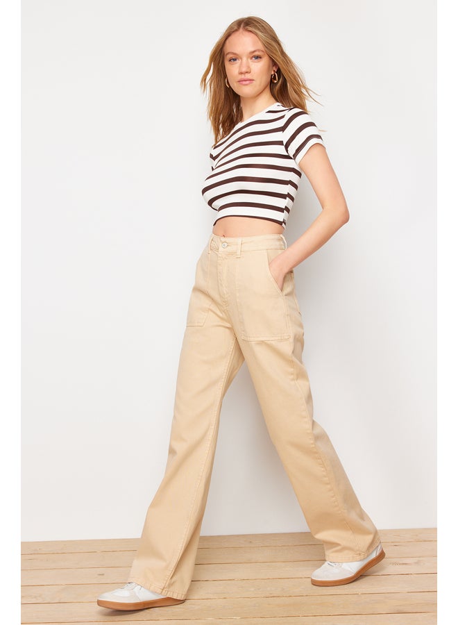 trendyol Camel High Waist 90's Wide Leg Jeans TWOAW22JE0595 - Image 3