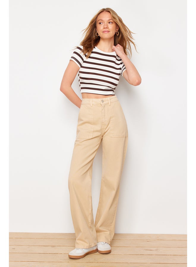 trendyol Camel High Waist 90's Wide Leg Jeans TWOAW22JE0595 - Image 2