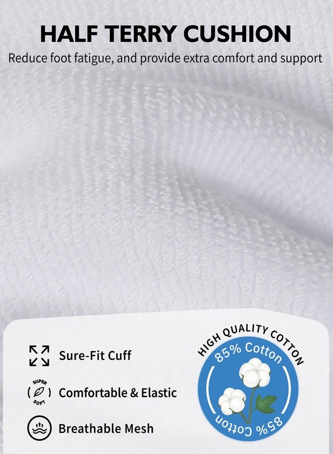 CLOSEMATE 6 Pack Mens Ankle Athletic Socks Cushioned Running Sports Cotton Quarter Socks(6White, Size L) - Image 5