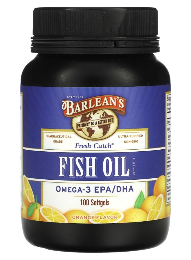 BARLEAN'S Fresh Catch Fish Oil Supplement Omega-3 EPA/DHA Orange 100 Softgels