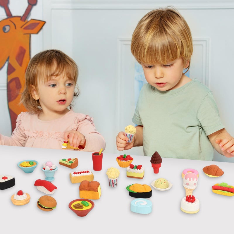 KINYFY 24 Pcs Mini Food Erasers, 3D Fruit Cake Dessert Pencil Erasers, Take Apart Puzzle Eraser Bulk for Classroom Prizes, Gifts Supplies, Back to School Party Party Favors - Image 4