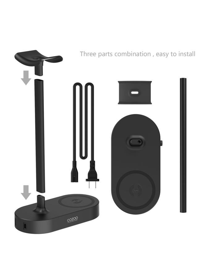 COZOO Headphone Stand with Fast Wireless Charging Pad and 2 USB Charging Ports, Suitable for Gaming, DJ, Wireless Earphone Accessories - Image 3