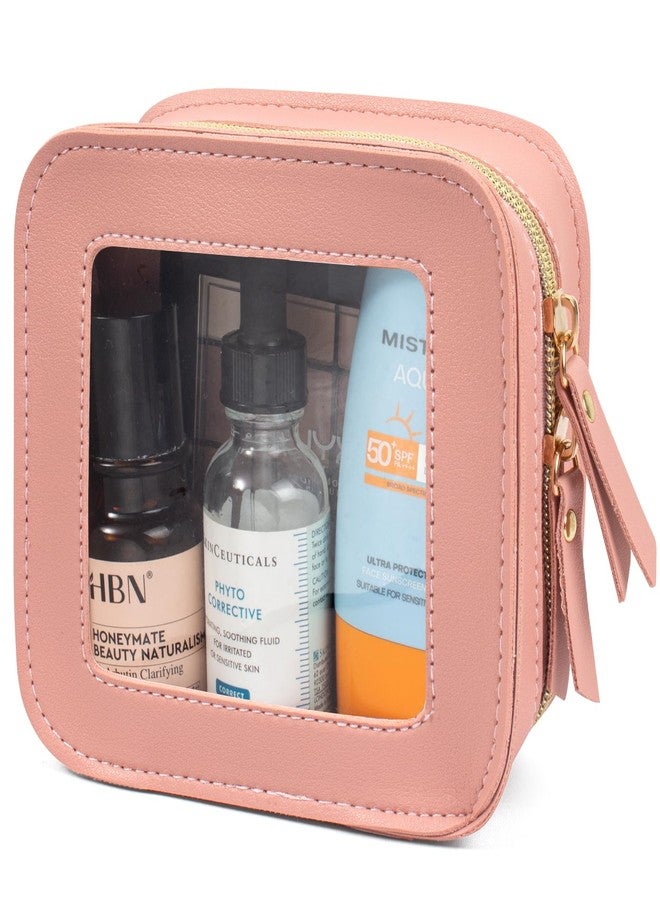 LETGO Mini Clear Makeup Bag, Small Cosmetic Bags Travel Toiletry Pouch Organizer, TSA Approved Make up Case with Zipper, Car Bag for Essentials(Pink, Mini-Chic) - Image 1