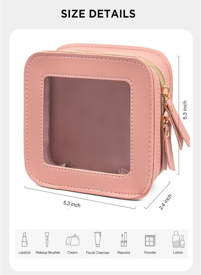 LETGO Mini Clear Makeup Bag, Small Cosmetic Bags Travel Toiletry Pouch Organizer, TSA Approved Make up Case with Zipper, Car Bag for Essentials(Pink, Mini-Chic) - Image 2