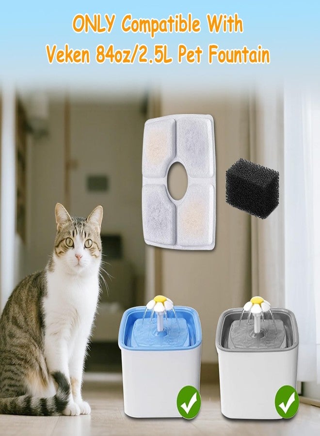 OUPUSES 16 Pack Replacement Filters & 16 Pack Pre-Filter Sponges for Veken 84 oz / 2.5L Automatic Pet Water Fountain, Triple Filtration Cat Fountain Replacement Filter - Image 4