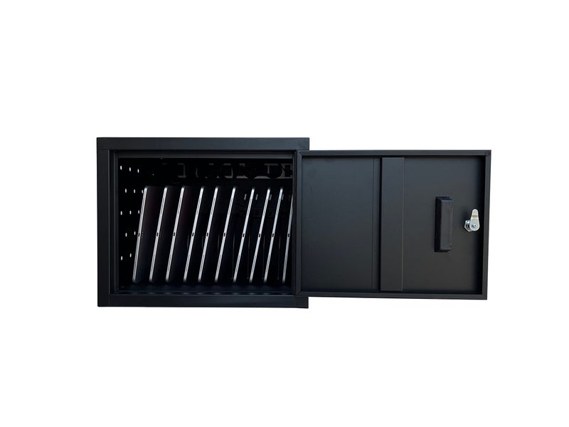 Workington 10Device Wall Mounted Portable School Charging Cart Station with Cable Ties for Chromebook Tablet and Laptop Computer with Power Strip Included 1002 Black