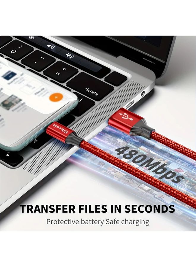 2 قطعة كابل USB-C مضفر من النايلون 3 أقدام للشحن السريع للهواتف الذكية والأجهزة اللوحية وأجهزة الكمبيوتر المحمولة - Image 5
