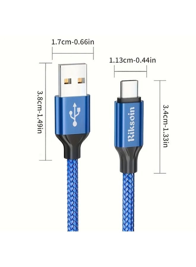 2 قطعة كابل USB-C مضفر من النايلون 3 أقدام للشحن السريع للهواتف الذكية والأجهزة اللوحية وأجهزة الكمبيوتر المحمولة - Image 2