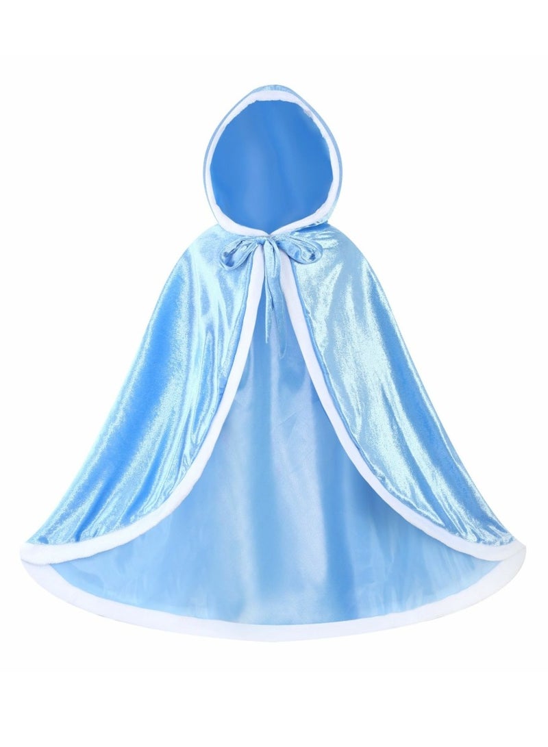 Loquat Princess Cape for Girls Hooded Cloak Cape Cute Costume for Girls Dress Up Blue - Image 1