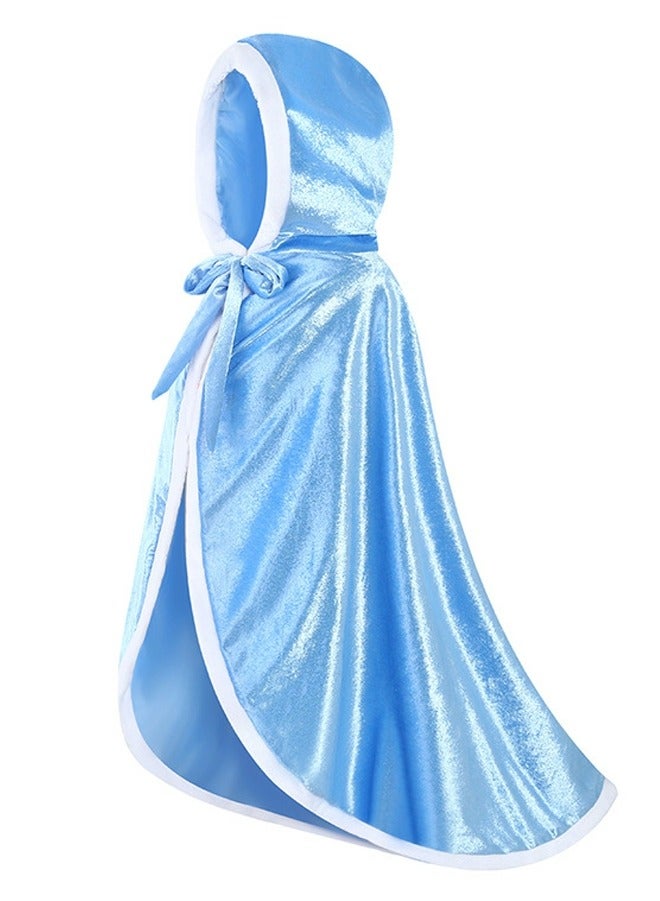 Loquat Princess Cape for Girls Hooded Cloak Cape Cute Costume for Girls Dress Up Blue - Image 2