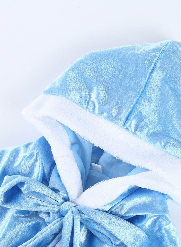 Loquat Princess Cape for Girls Hooded Cloak Cape Cute Costume for Girls Dress Up Blue - Image 4