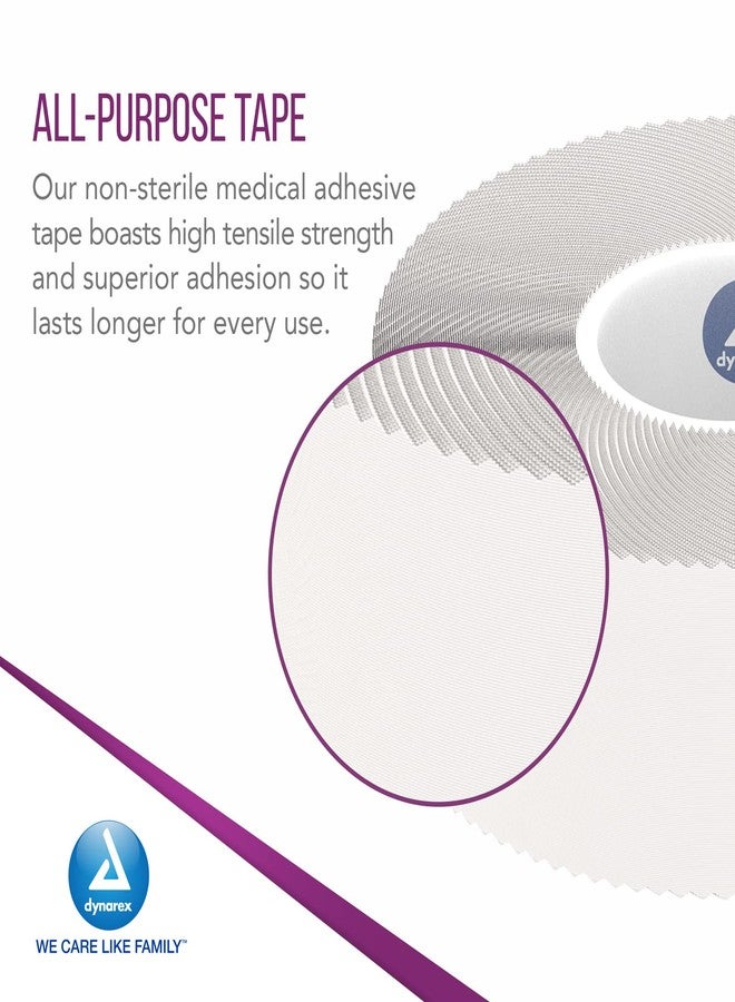 Dynarex Porous Tape - Adhesive Medical Tape for Wound Care - Non Sterile, Easy to Tear, No Natural Rubber Latex - White, 1" x 10 Yards Per Roll, 1 Box, 12 Rolls - Image 3
