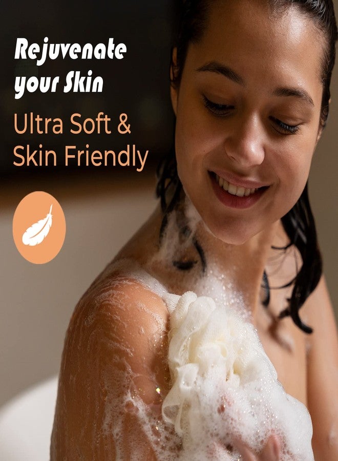 PANACHE Premium Soft Bath Puff Loofah Scrubber For Men & Women, Combo Pack 2 (Black & Blue) - Image 5