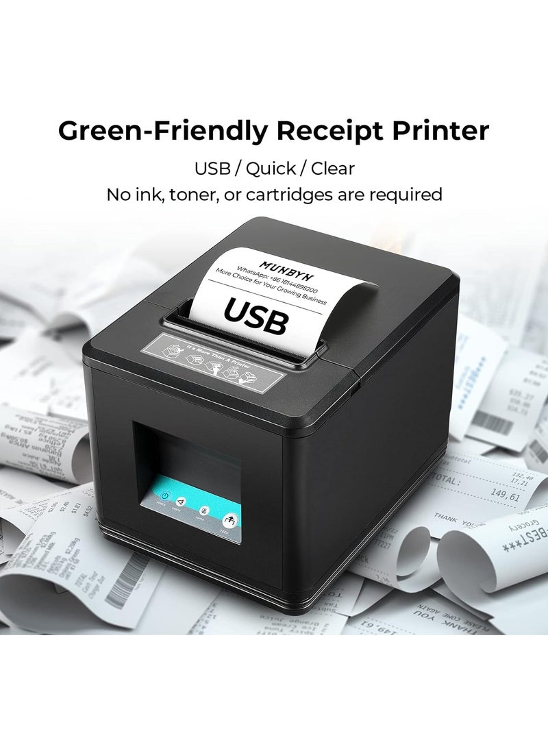 ZYWELL 80MM Thermal Printer Receipt, USB Bill Printer, Thermal POS Printer with Auto Cutter ESC/POS Command Compatible with Windows/Linux/Mac, Support 70+ Languages (USB Interface)  - Image 2