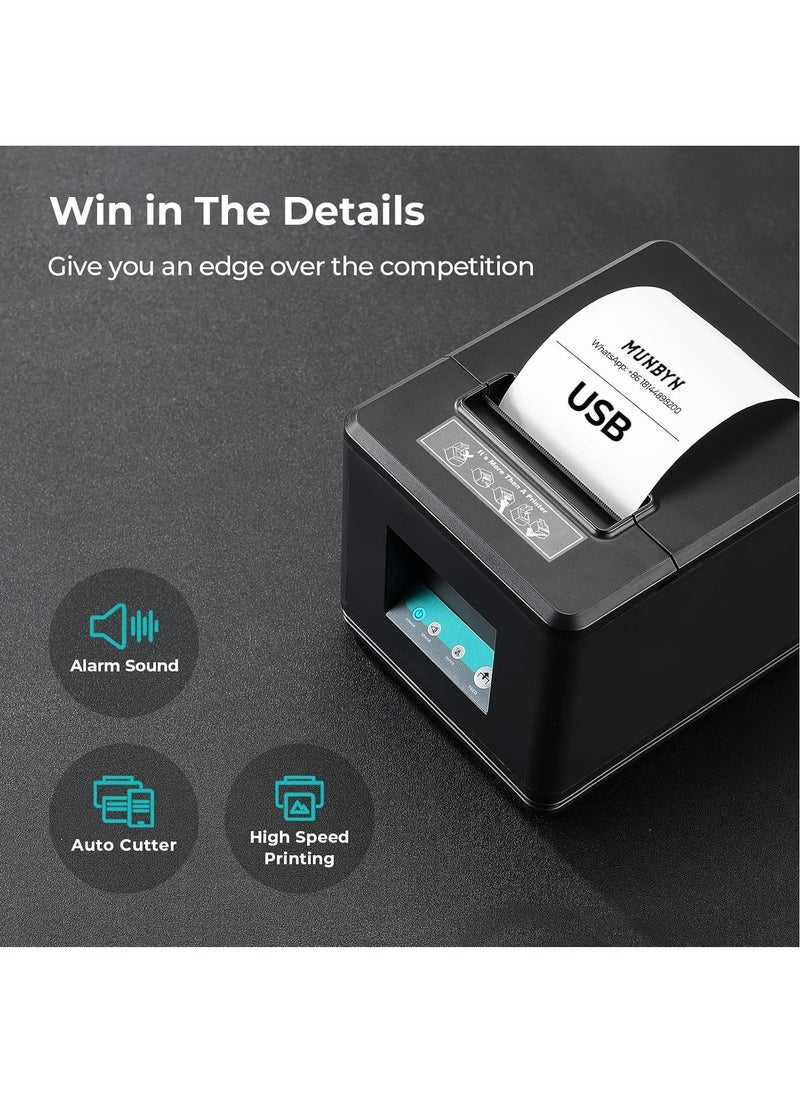 ZYWELL 80MM Thermal Printer Receipt, USB Bill Printer, Thermal POS Printer with Auto Cutter ESC/POS Command Compatible with Windows/Linux/Mac, Support 70+ Languages (USB Interface)  - Image 4
