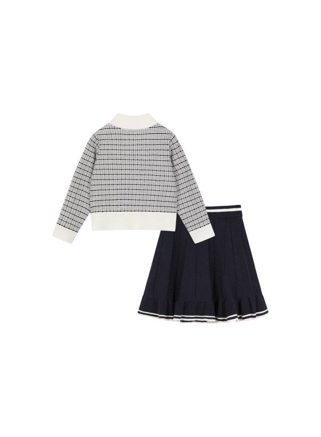 Hush Puppies Girl's Blended Knit School Style Dress Set Spring And Autumn Children's Temperament Outfit - Image 5