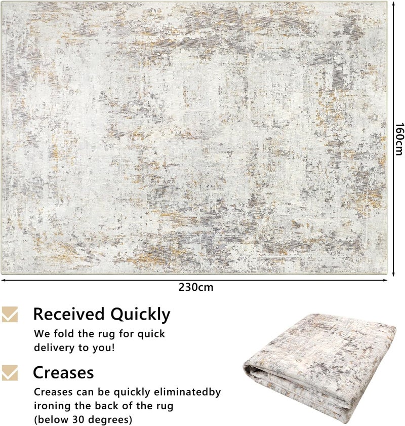 Capslpad 160 x 230 cm Modern Abstract Rug Living Room Non-Slip Rug Short Pile Faux Wool Bedroom Rug Lightweight Washable Minimalist Floor Rug for Living Room - Image 2