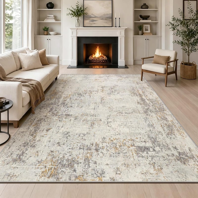 Capslpad 160 x 230 cm Modern Abstract Rug Living Room Non-Slip Rug Short Pile Faux Wool Bedroom Rug Lightweight Washable Minimalist Floor Rug for Living Room - Image 1
