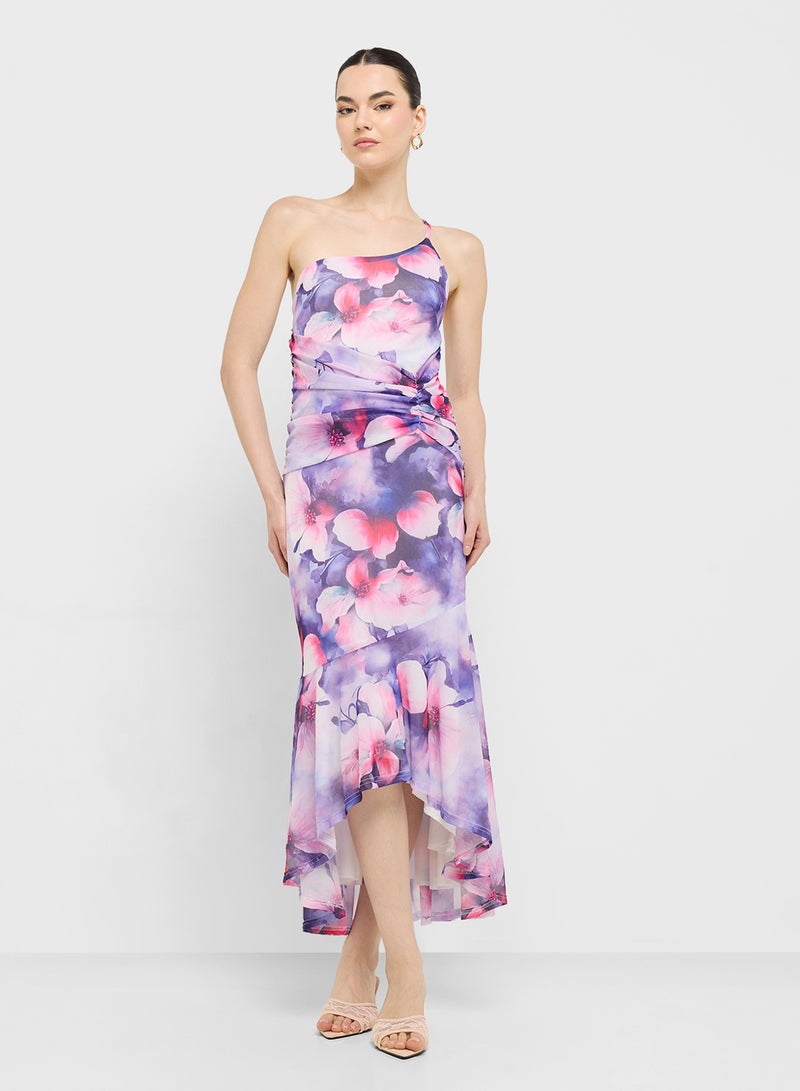 جينجر فستان غير متماثل بنقشة الزهور - Image 4