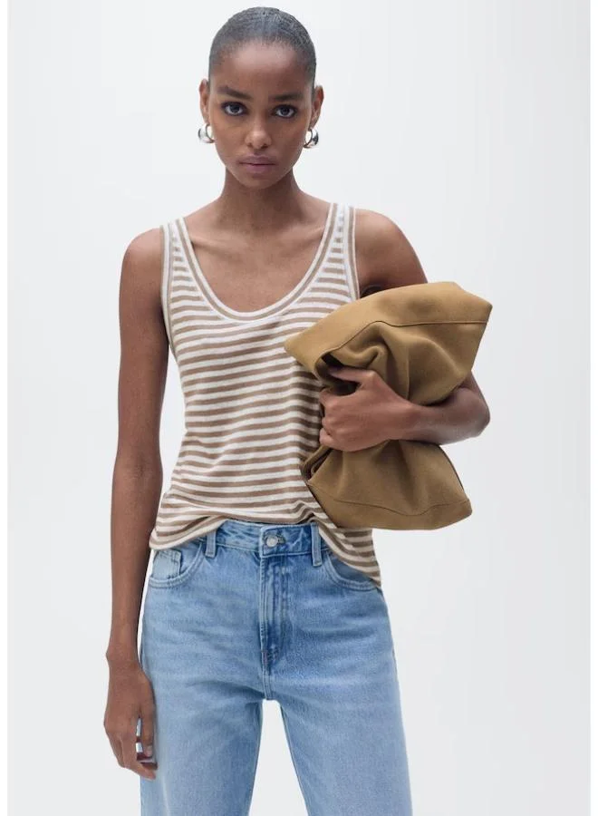 MANGO casual strap linen top