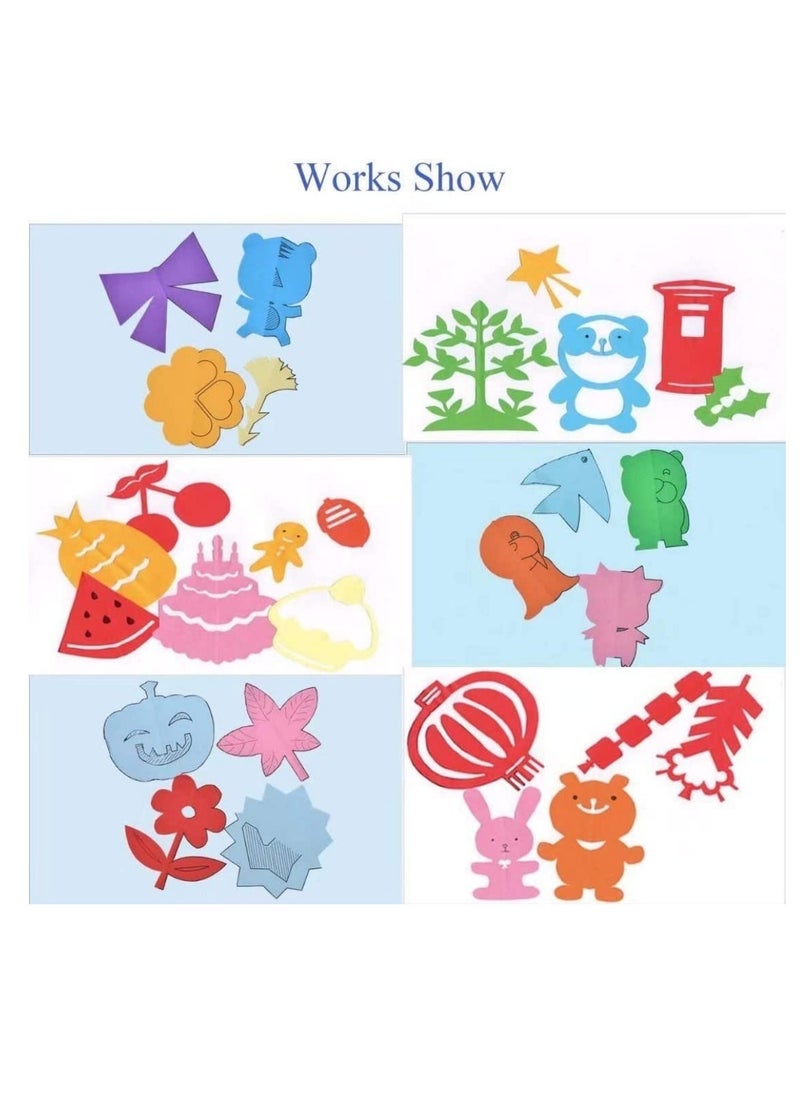 Bebiland 240 PCS Kids Paper Cutting Set Paper Activity Toys with 2 Safe Scissors Educational Toys for Kids Gift Idea (Random Color)  - Image 4