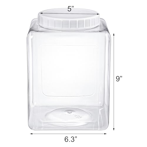 Elsjoy 2 Pack 1.3 Gallon Large Plastic Storage Jars with Lids, Clear Kitchen Storage Containers Square Plastic Food Jar for Dry Food, Candy, Snack - Image 2