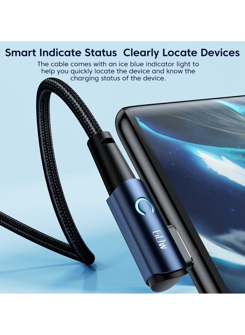toocki *Toocki 90-Degree Type-C to Type-C Fast Charging Cable – 60W High-Speed Charging for iPhone, Samsung & Android Devices* - Image 2