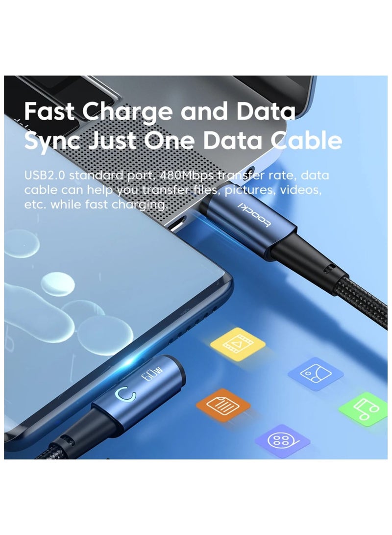 toocki *Toocki 90-Degree Type-C to Type-C Fast Charging Cable – 60W High-Speed Charging for iPhone, Samsung & Android Devices* - Image 4