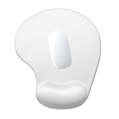 Hsurbtra Ergonomic Mouse Pad with Wrist Rest Support, Gel Mouse Pads with Non-Slip PU Base, Pain Relief Memory Foam Computer Mat, Cute Office Supplies Desk Decro Accessories, Ivory White - Image 1