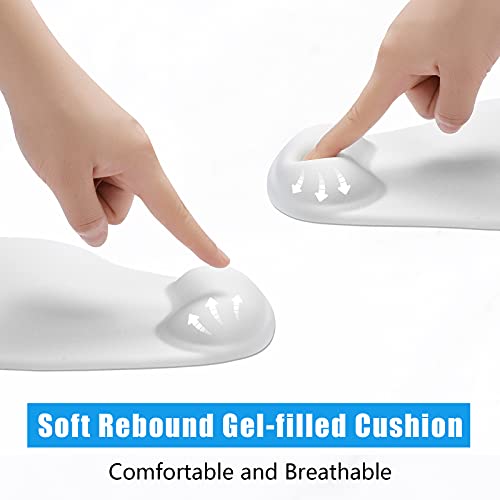 Hsurbtra Ergonomic Mouse Pad with Wrist Rest Support, Gel Mouse Pads with Non-Slip PU Base, Pain Relief Memory Foam Computer Mat, Cute Office Supplies Desk Decro Accessories, Ivory White - Image 3