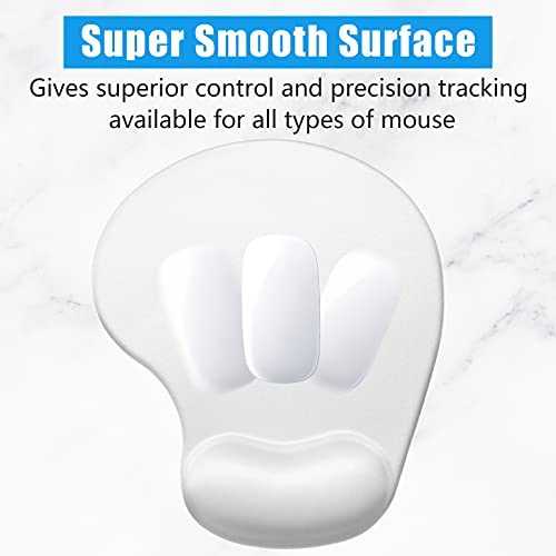 Hsurbtra Ergonomic Mouse Pad with Wrist Rest Support, Gel Mouse Pads with Non-Slip PU Base, Pain Relief Memory Foam Computer Mat, Cute Office Supplies Desk Decro Accessories, Ivory White - Image 4