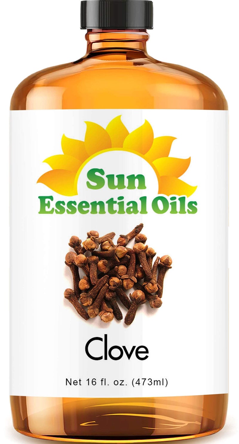 Sun Essential Oils â€“ 16 oz Clove Essential Oil with Dropper for Diffuser, Skin, Aromatherapy Massage, Humidifier, Spicy Scent for Candle, Lotion & Soap Making, Room Fragrance - Image 1