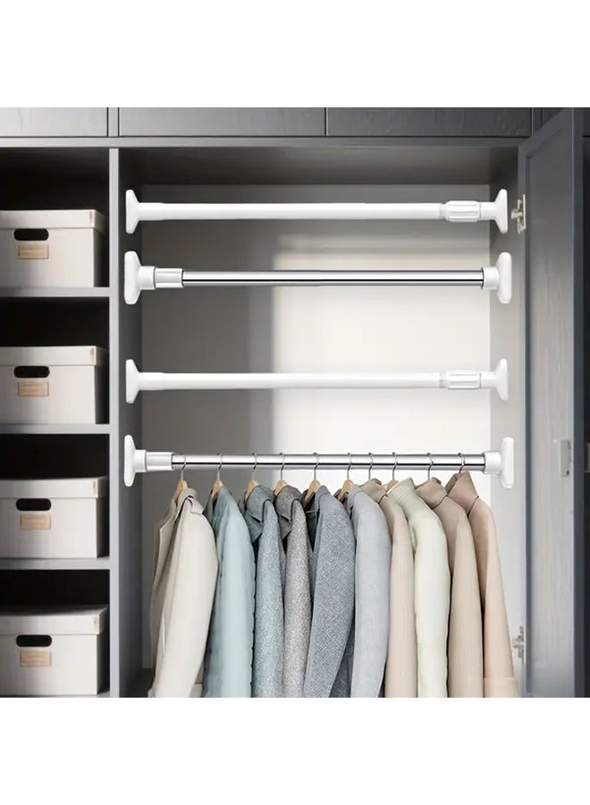 White Heavy Duty Retractable Clothes Drying Rack 35 to 63 Inch for Bathroom Space Saving - Image 2