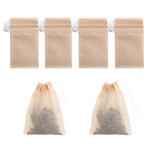 BEFORYOU 400 Pack Disposable Drawstring Tea Filter Bags Safe & Natural Unbleached Paper Tea Infuser Drawstring Empty Bag for Loose Leaf Tea (7 x 9, Natual Color) - Image 1