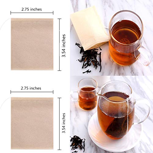 BEFORYOU 400 Pack Disposable Drawstring Tea Filter Bags Safe & Natural Unbleached Paper Tea Infuser Drawstring Empty Bag for Loose Leaf Tea (7 x 9, Natual Color) - Image 2
