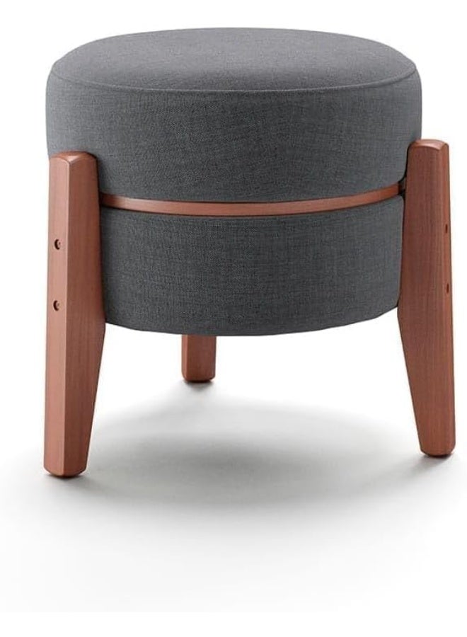 Modern round pouf chair, wooden legs, Scandinavian design, 45×45×50 cm, suitable for bedroom, living room, office