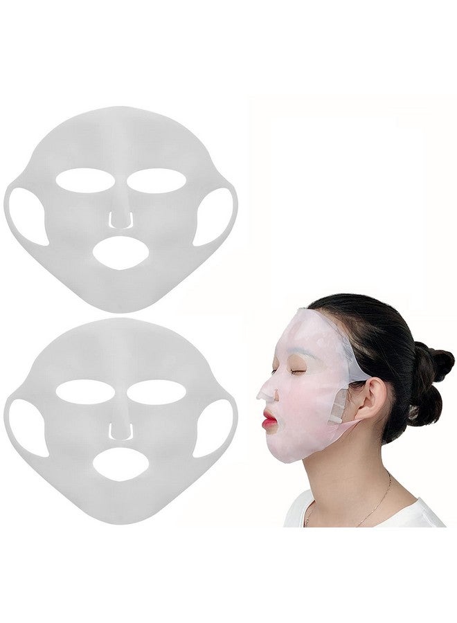 Angzhili 2 Pack Silicone Moisturizing Mask For Sheet Maskreusable Facial Mask Cover With Hooksheet Mask Cover For Slow Down The Evaporation Of Mask Essenceface Care Tool (White) - Image 1