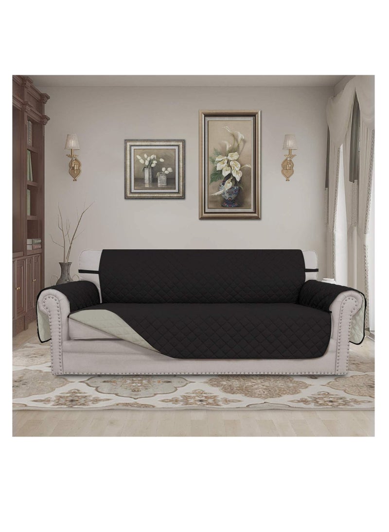 Generic - Easy-Going Sofa Slipcover Reversible Sofa Cover Water Resistant Couch Cover with Foam Sticks Elastic Straps Furniture Protector for Pets Kids Children Dog Cat (Sofa, Black) - Image 1