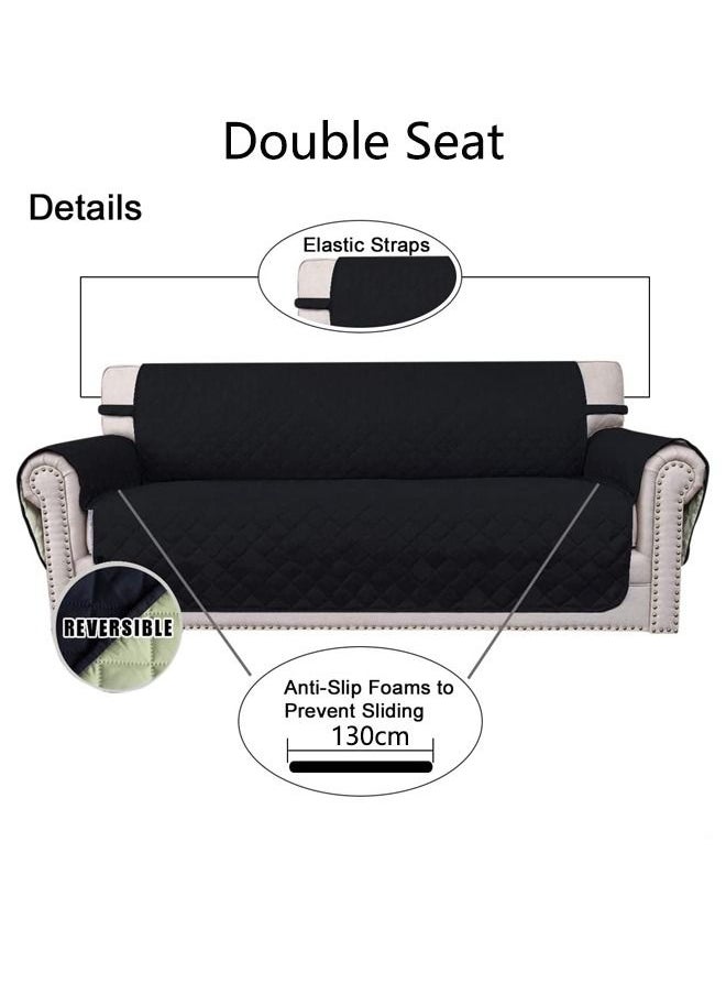 Generic - Easy-Going Sofa Slipcover Reversible Sofa Cover Water Resistant Couch Cover with Foam Sticks Elastic Straps Furniture Protector for Pets Kids Children Dog Cat (Sofa, Black) - Image 1