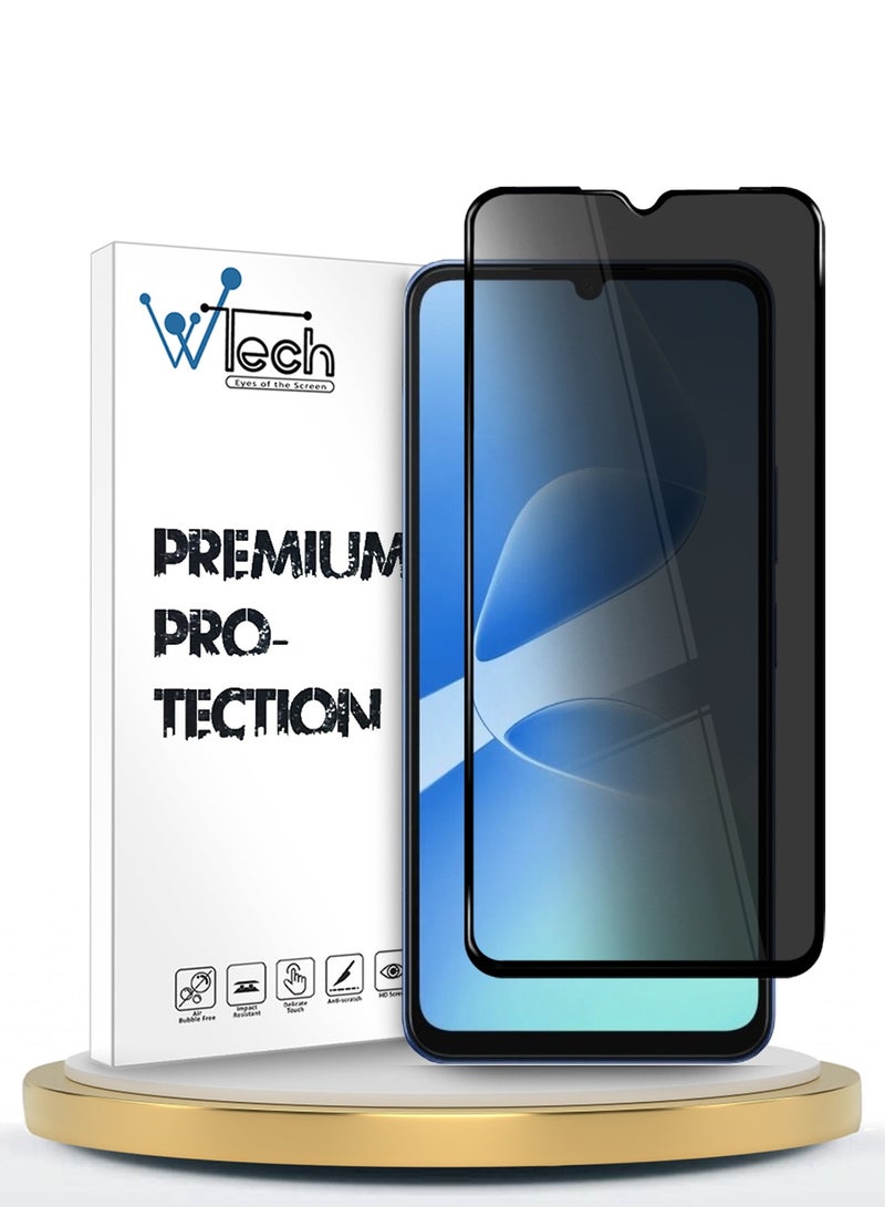 Wtech Infinix Hot 60 5G 2025 Premium E2E Series Privacy Full Glue Full Cover Tempered Glass Screen Protector (MSGECP) - Clear/Black - Image 1