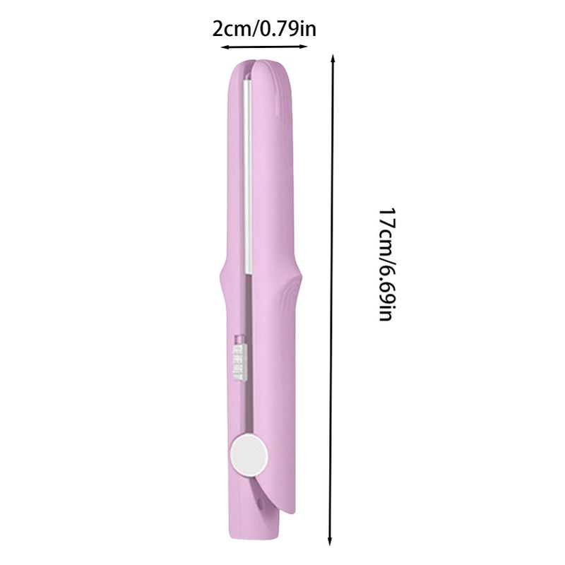 Light Pink 2 In 1 Mini Flat Iron Fast Heating 20W Hair Straightener For Travel Overnight Sleep - Image 3