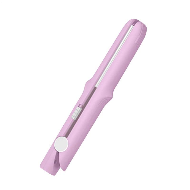 Light Pink 2 In 1 Mini Flat Iron Fast Heating 20W Hair Straightener For Travel Overnight Sleep - Image 2
