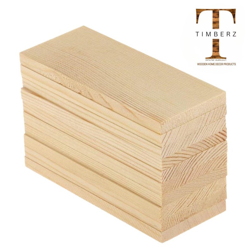 Timberz ألواح خشب الصنوبر الطبيعية | 10 قطع من ألواح خشب الصنوبر المستطيلة الطبيعية للفنون والحرف - 20 سم لوح خشب صنوبر مستطيل - Image 5