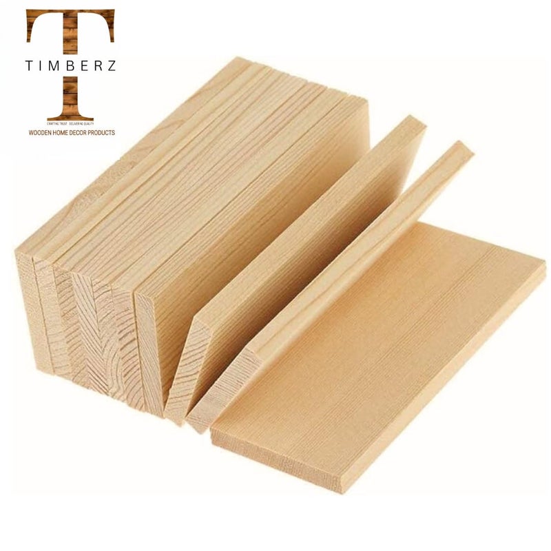 Timberz ألواح خشب الصنوبر الطبيعية | 10 قطع من ألواح خشب الصنوبر المستطيلة الطبيعية للفنون والحرف - 20 سم لوح خشب صنوبر مستطيل - Image 4